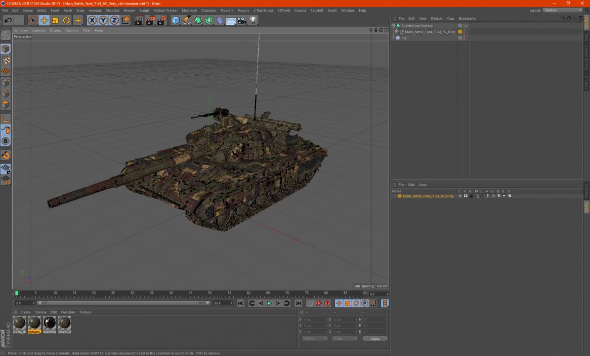 3D model Main Battle Tank T-64 BV Dirty