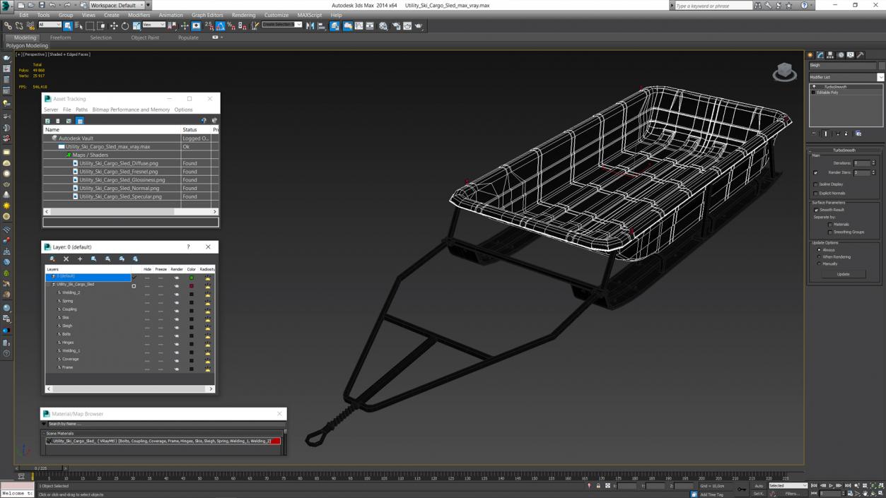 Utility Ski Cargo Sled 3D