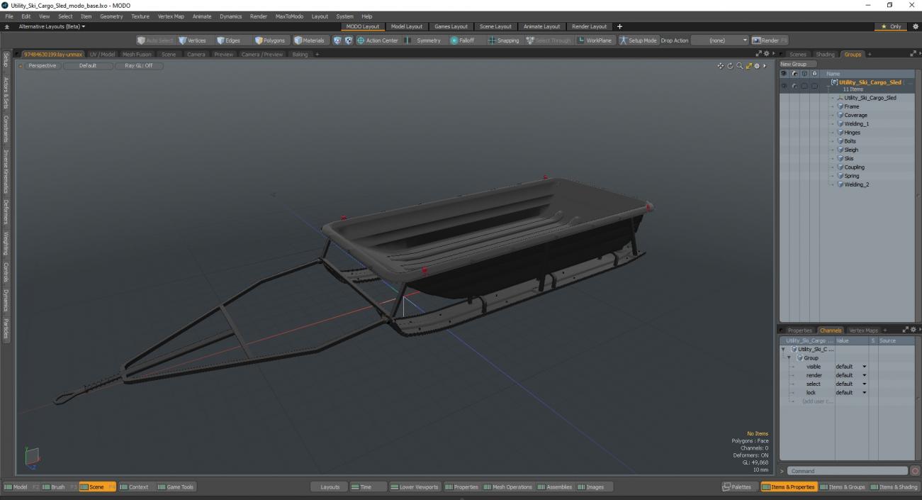 Utility Ski Cargo Sled 3D