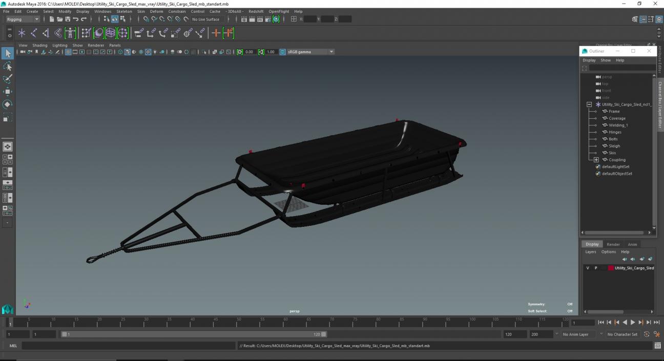 Utility Ski Cargo Sled 3D