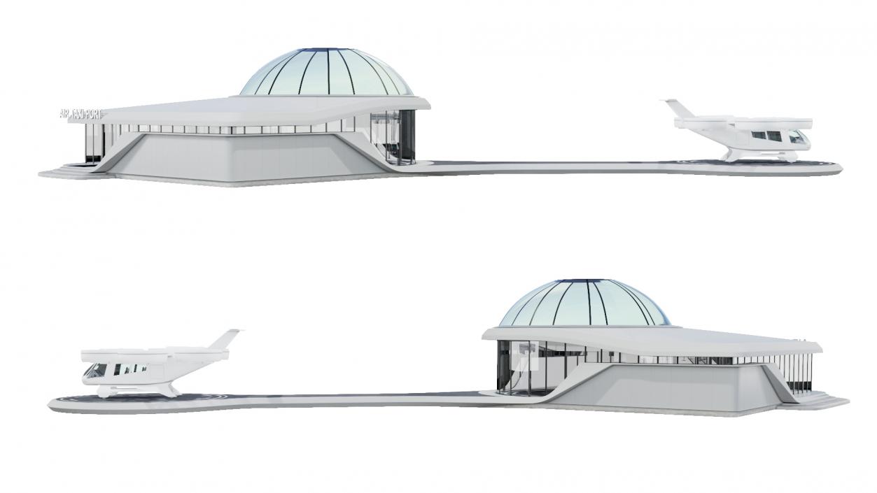 3D Urban Air Port with Passenger Aircraft model