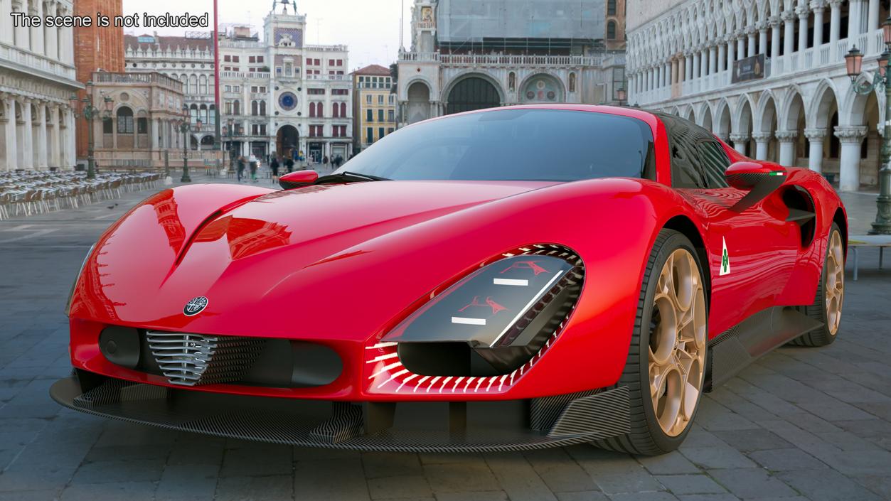 Alfa Romeo 33 Stradale Red Rigged for Cinema 4D 3D