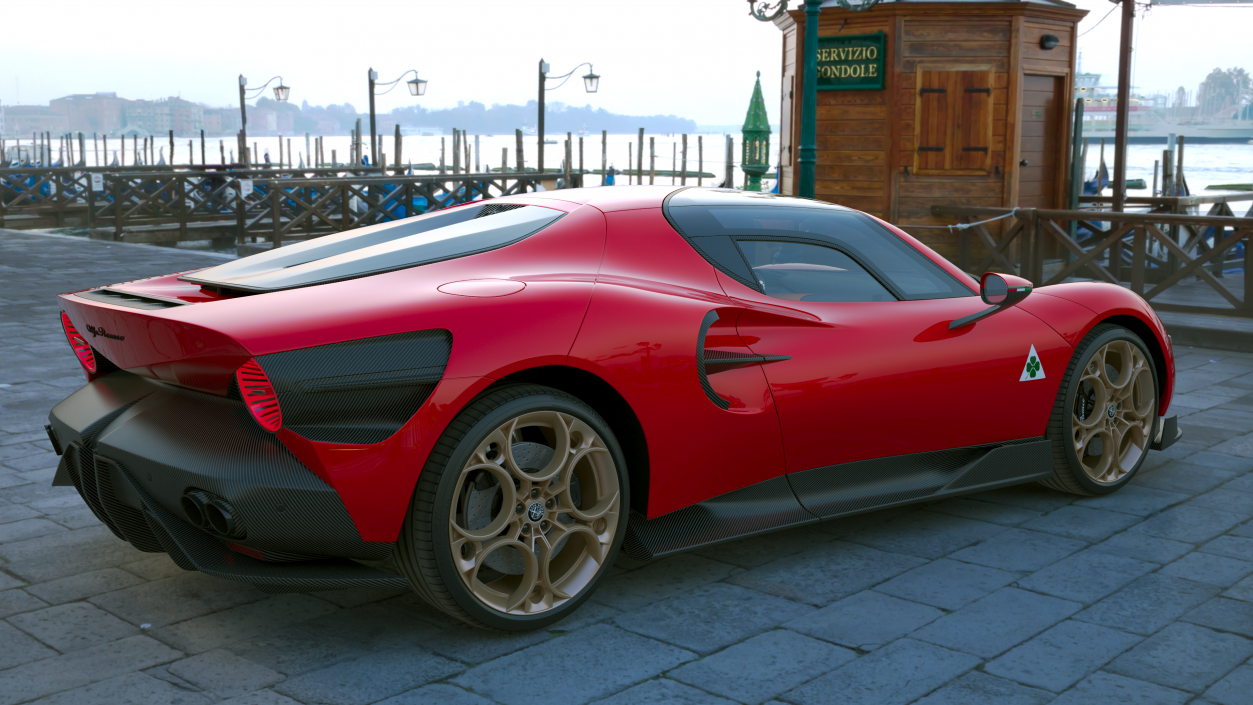 Alfa Romeo 33 Stradale Red Rigged for Cinema 4D 3D