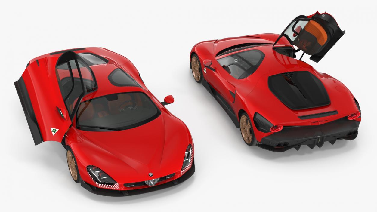 Alfa Romeo 33 Stradale Red Rigged for Cinema 4D 3D