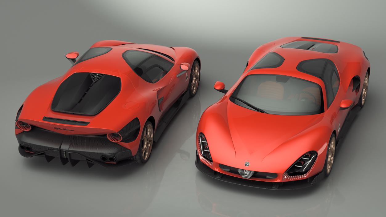 Alfa Romeo 33 Stradale Red Rigged for Cinema 4D 3D