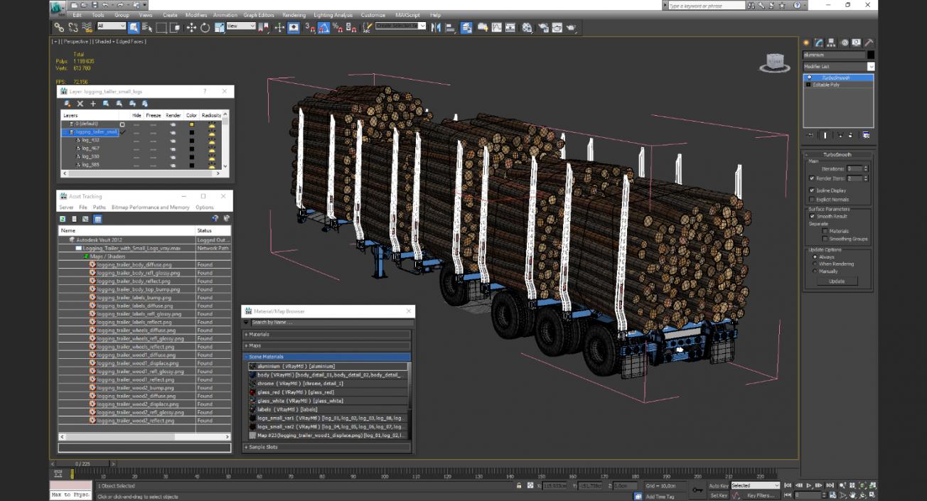 3D Logging Trailer with Small Logs