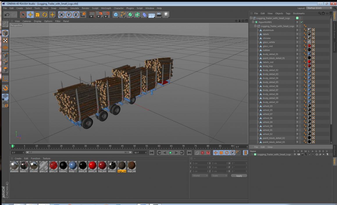 3D Logging Trailer with Small Logs