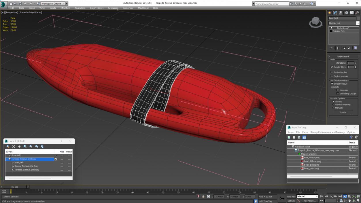 3D Torpedo Rescue Lifebuoy model