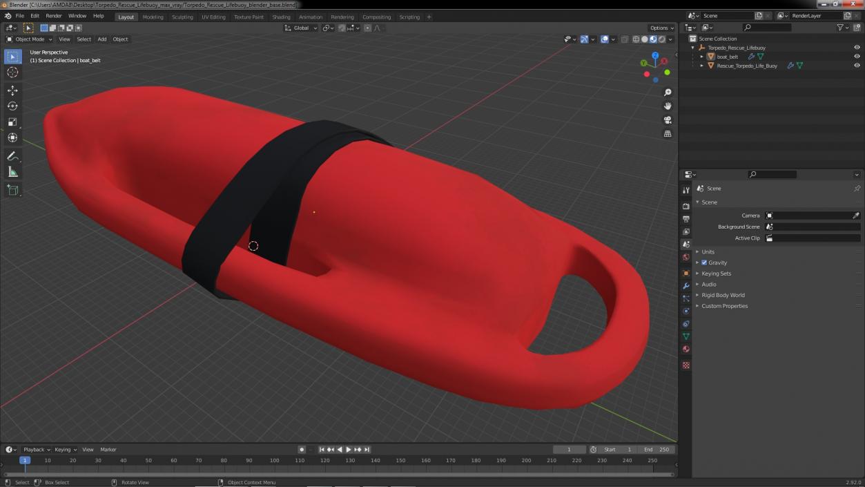 3D Torpedo Rescue Lifebuoy model