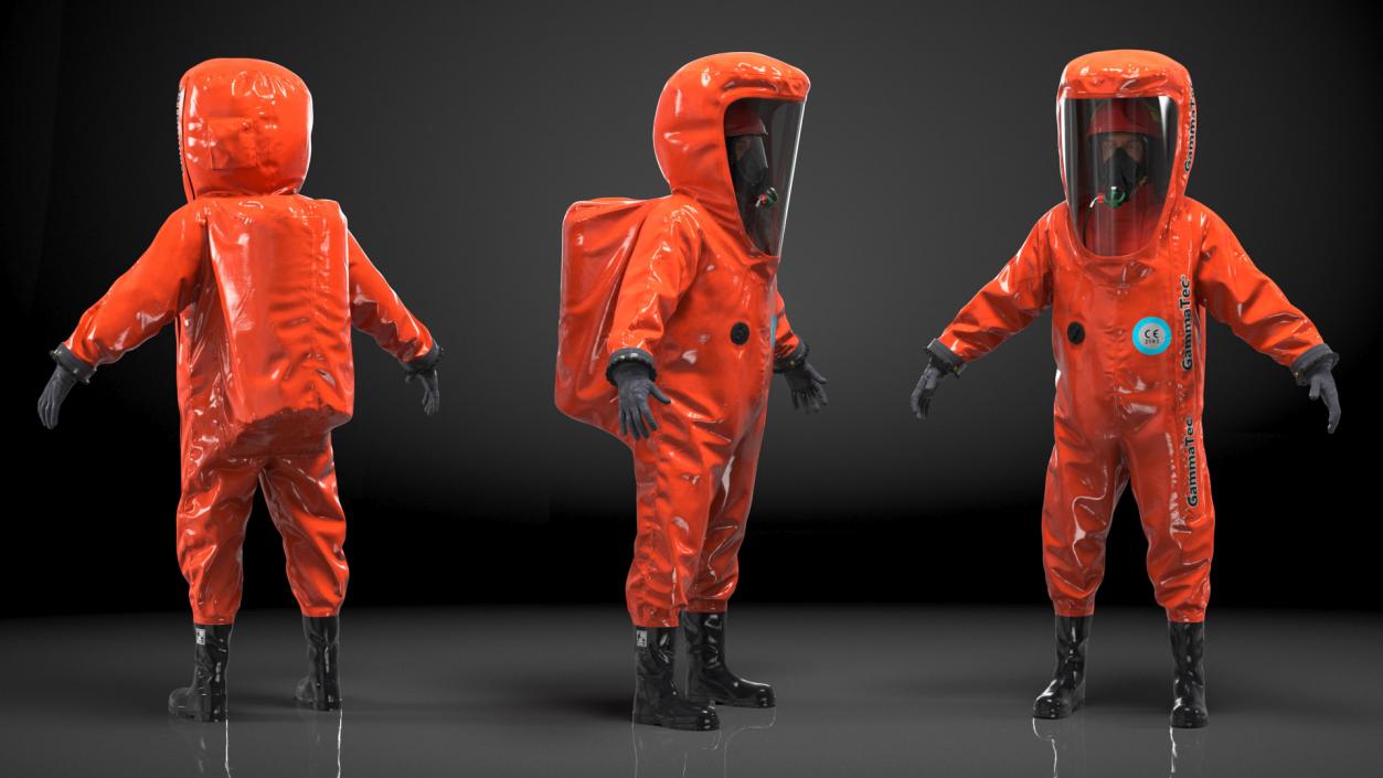 3D Heavy Duty Chemical Protective Suit Red Rigged