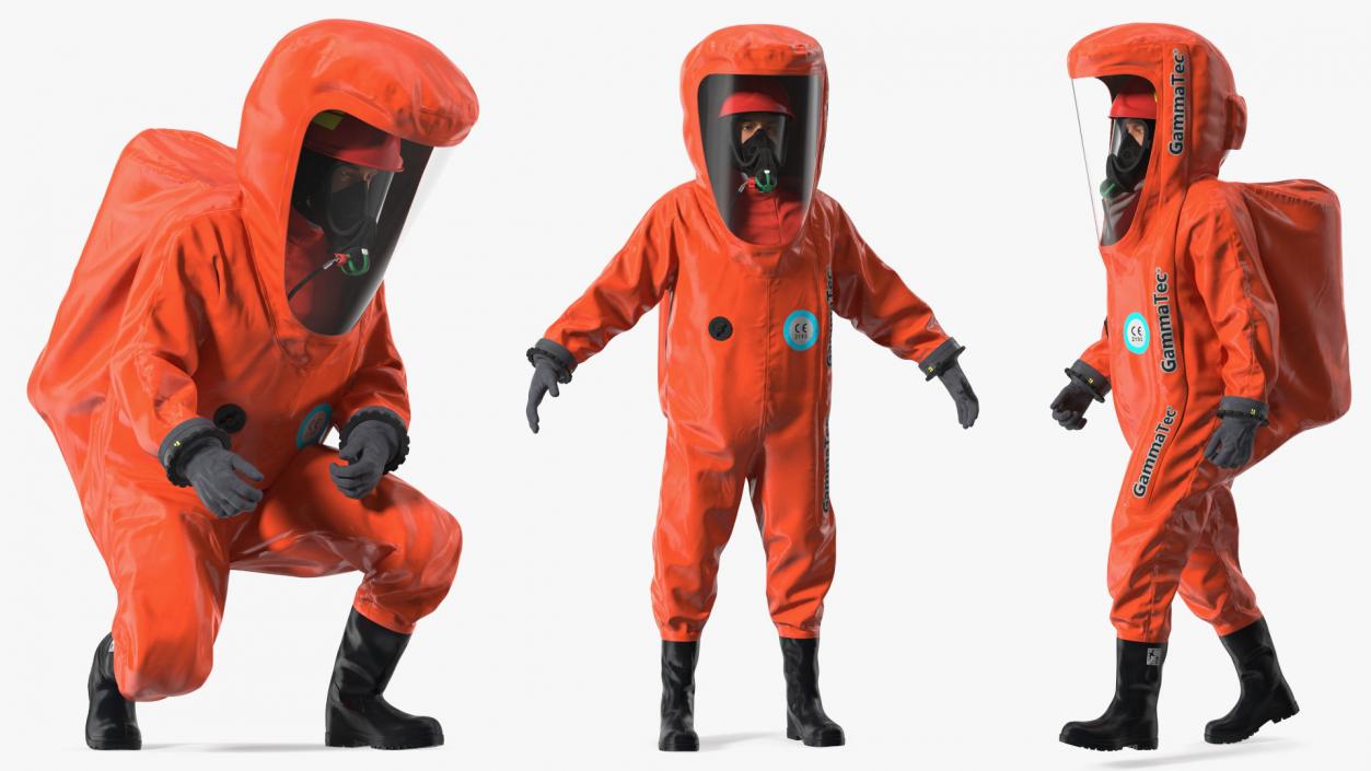 3D Heavy Duty Chemical Protective Suit Red Rigged