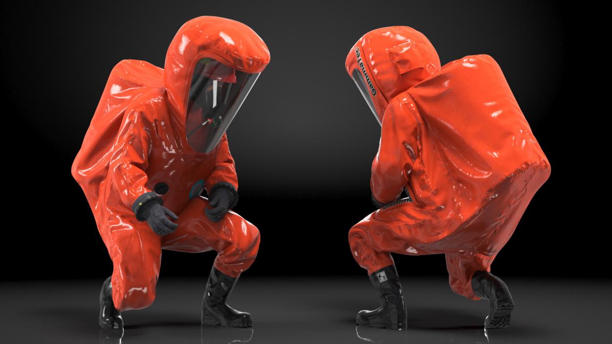 3D Heavy Duty Chemical Protective Suit Red Rigged