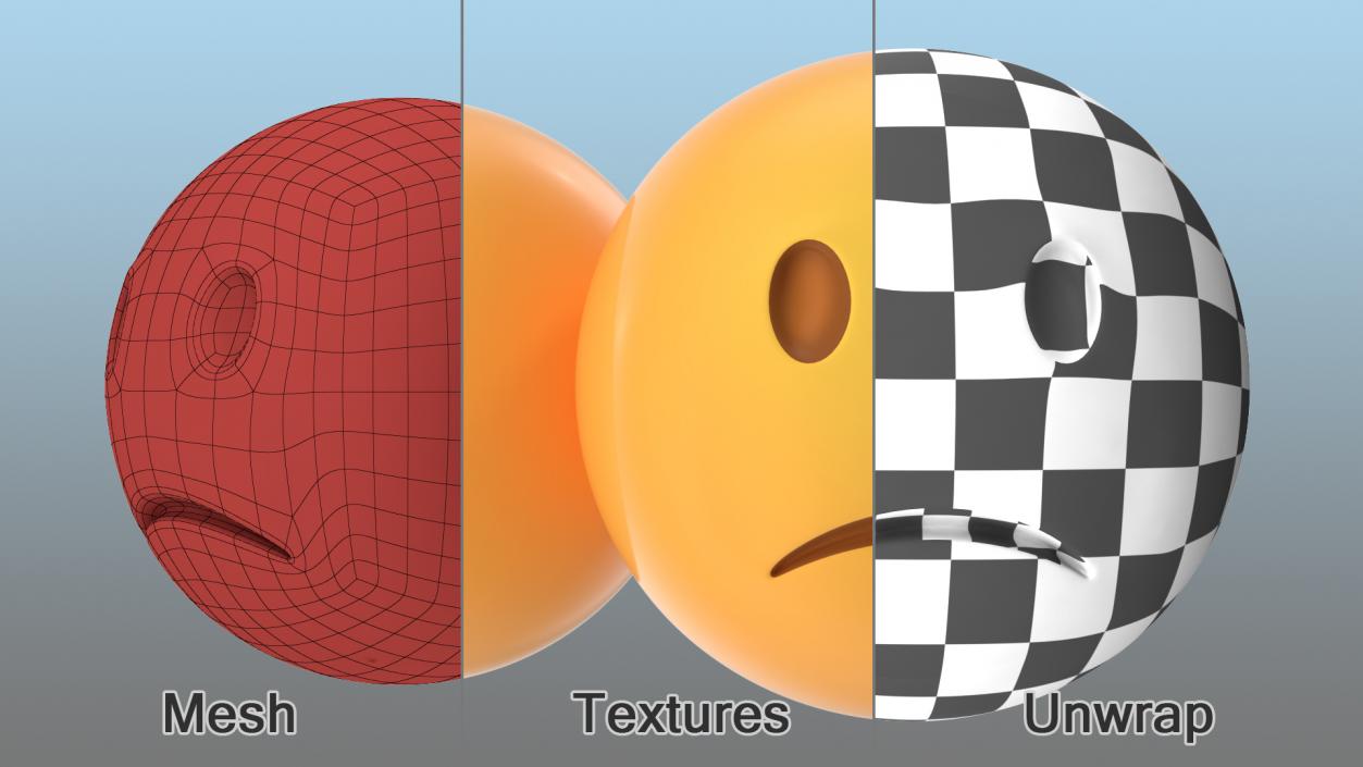 3D Unhappy Emoji model