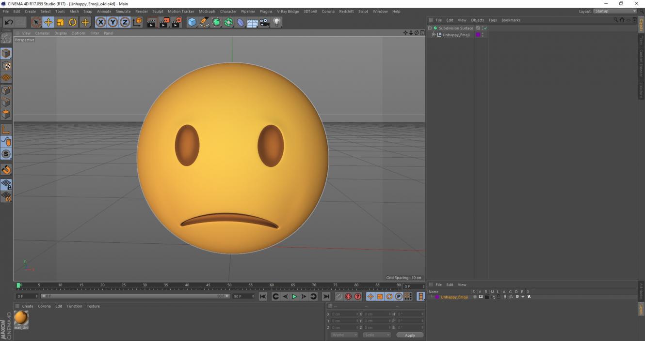 3D Unhappy Emoji model