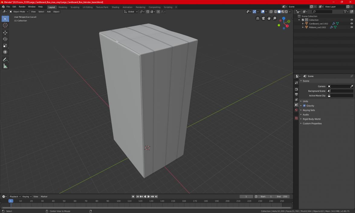 Large Cardboard Box 3D model