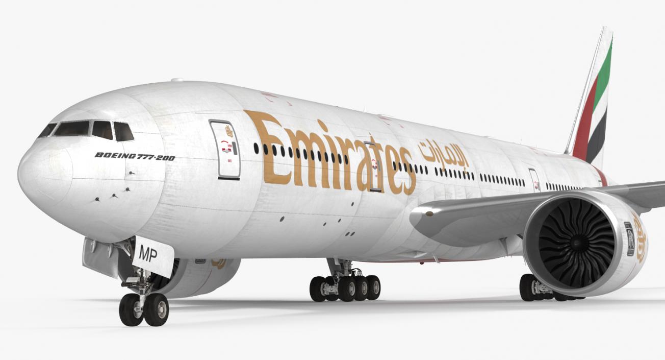 Boeing 777-200 Emirates Airlines Rigged 3D model