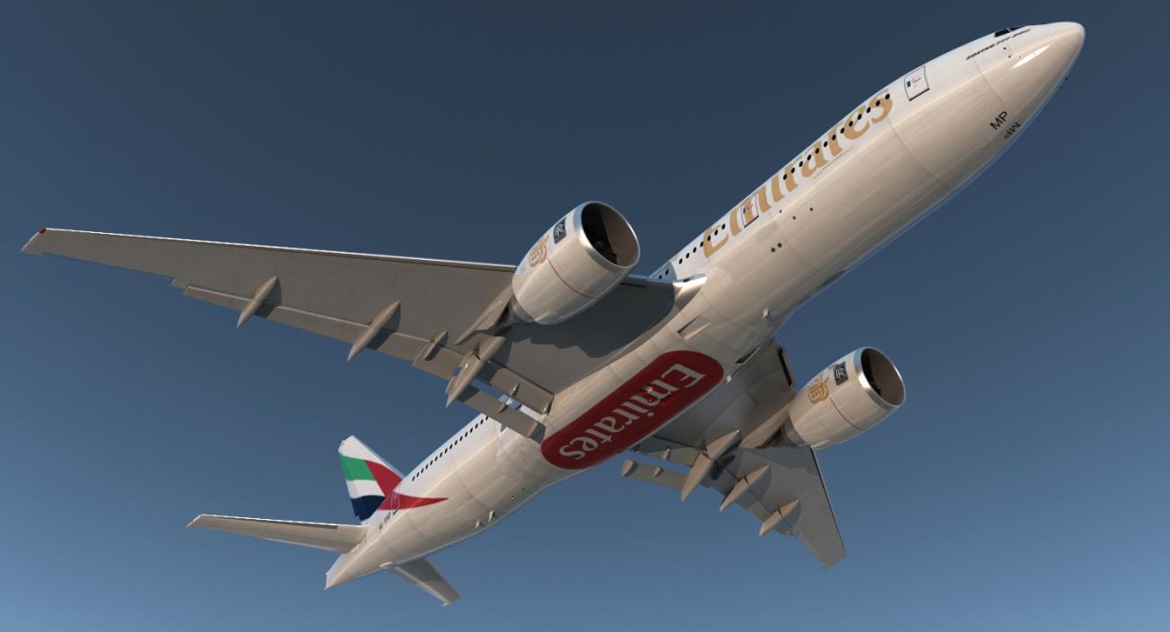 Boeing 777-200 Emirates Airlines Rigged 3D model