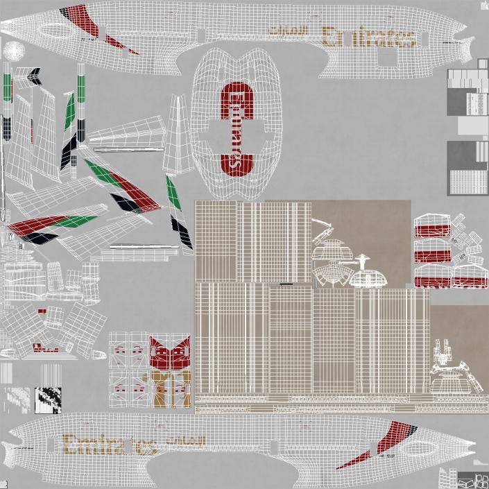 Boeing 777-200 Emirates Airlines Rigged 3D model