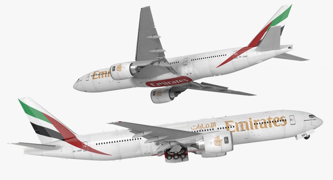 Boeing 777-200 Emirates Airlines Rigged 3D model