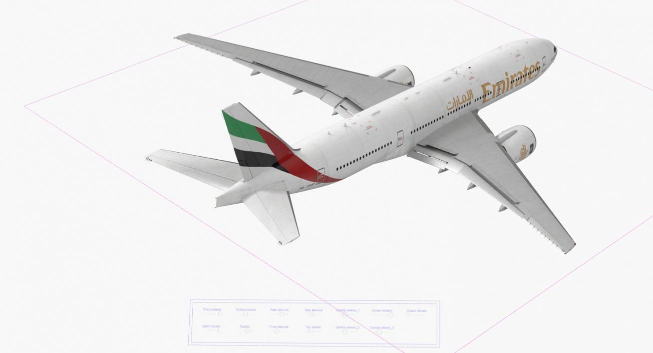 Boeing 777-200 Emirates Airlines Rigged 3D model