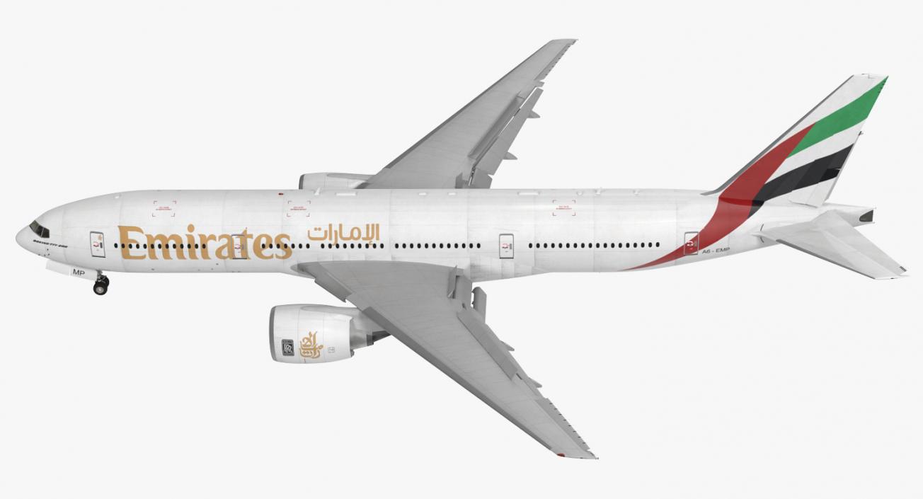 Boeing 777-200 Emirates Airlines Rigged 3D model