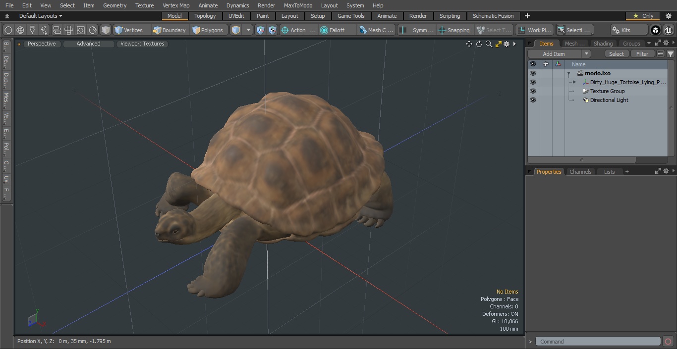 3D model Dirty Huge Tortoise Lying Pose