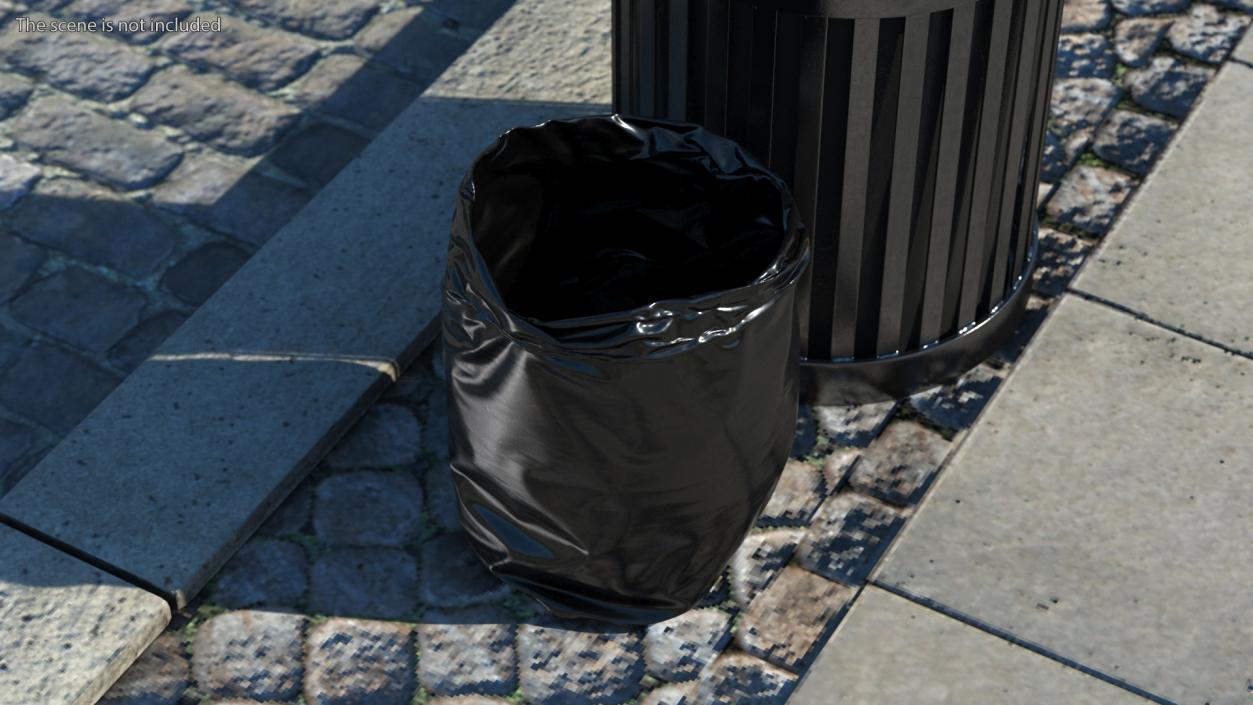 3D Open Black Rubbish Bag Small model