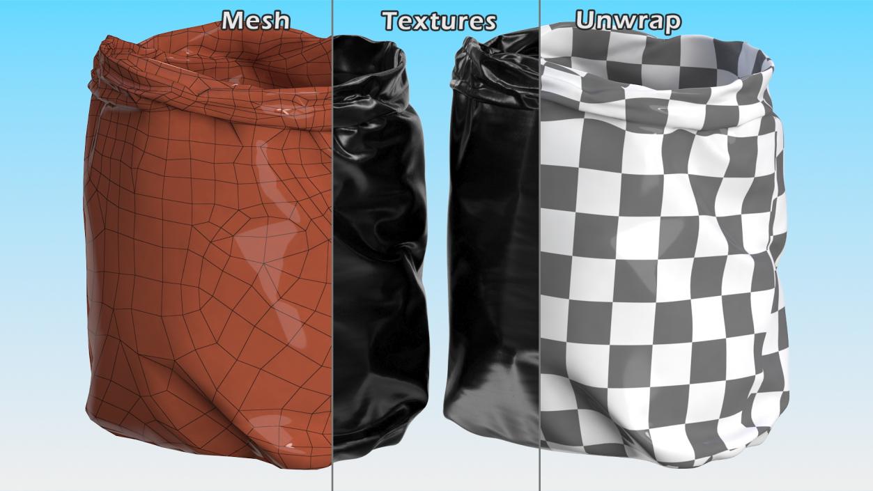 3D Open Black Rubbish Bag Small model