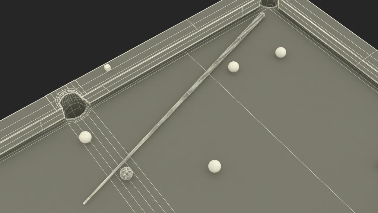 Pool Table Rasson Fuchsia with Balls and Cue 3D model