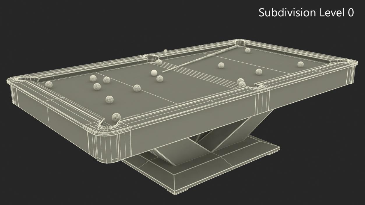 Pool Table Rasson Fuchsia with Balls and Cue 3D model