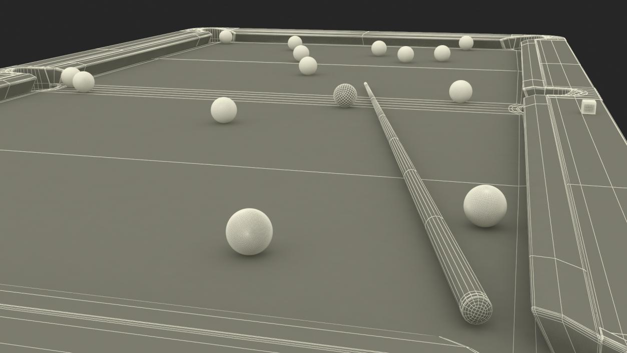 Pool Table Rasson Fuchsia with Balls and Cue 3D model