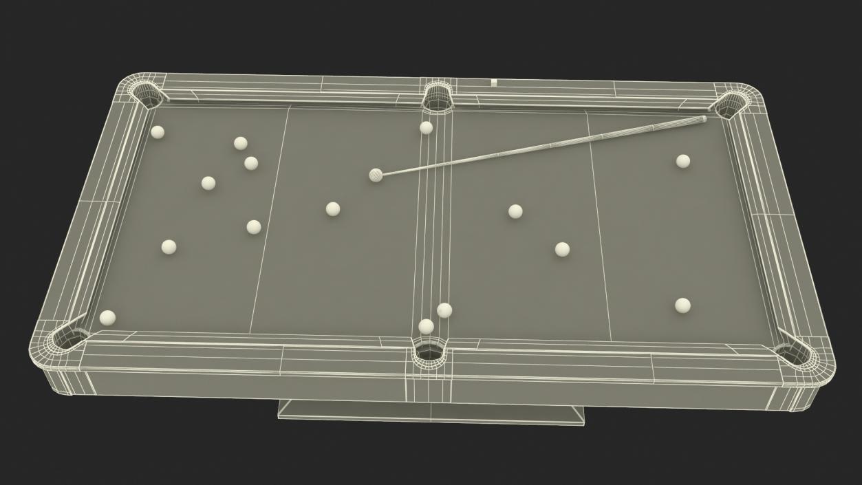 Pool Table Rasson Fuchsia with Balls and Cue 3D model