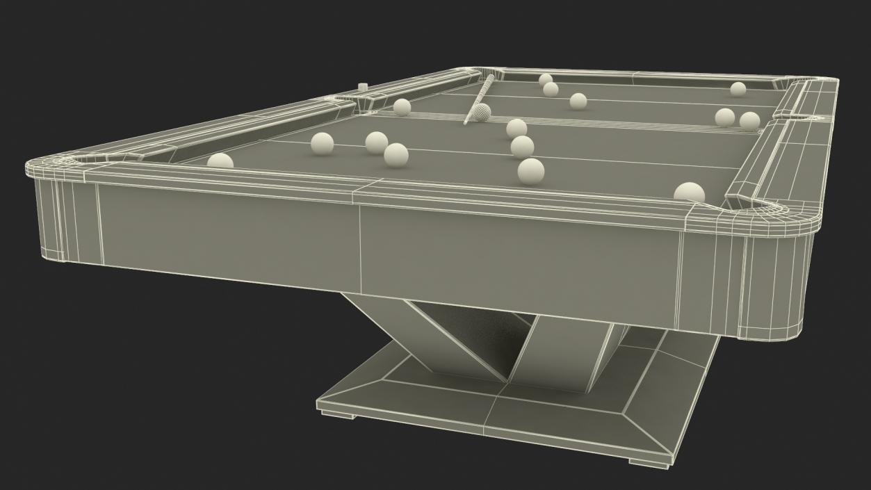 Pool Table Rasson Fuchsia with Balls and Cue 3D model