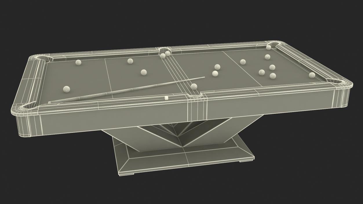 Pool Table Rasson Fuchsia with Balls and Cue 3D model