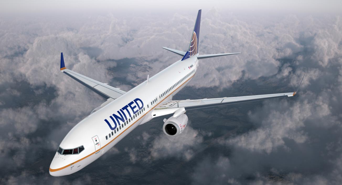 Boeing 737-900 with Interior United Airlines 3D model