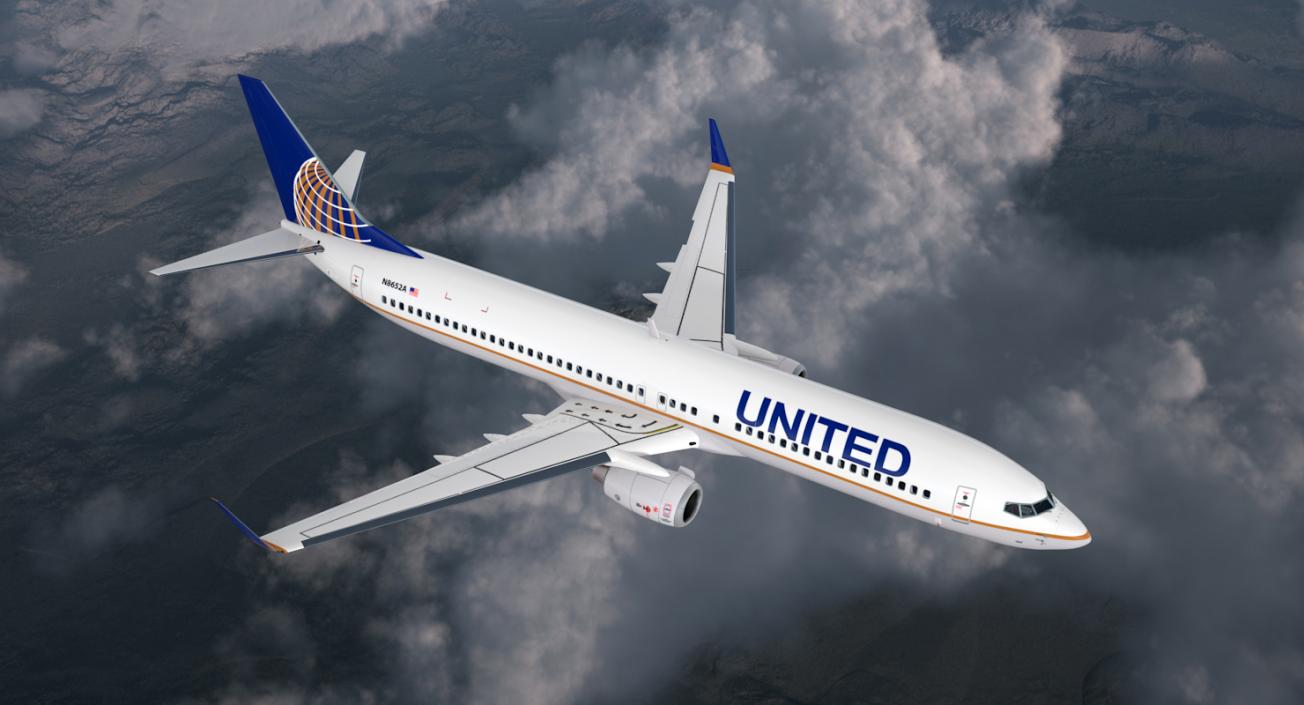 Boeing 737-900 with Interior United Airlines 3D model