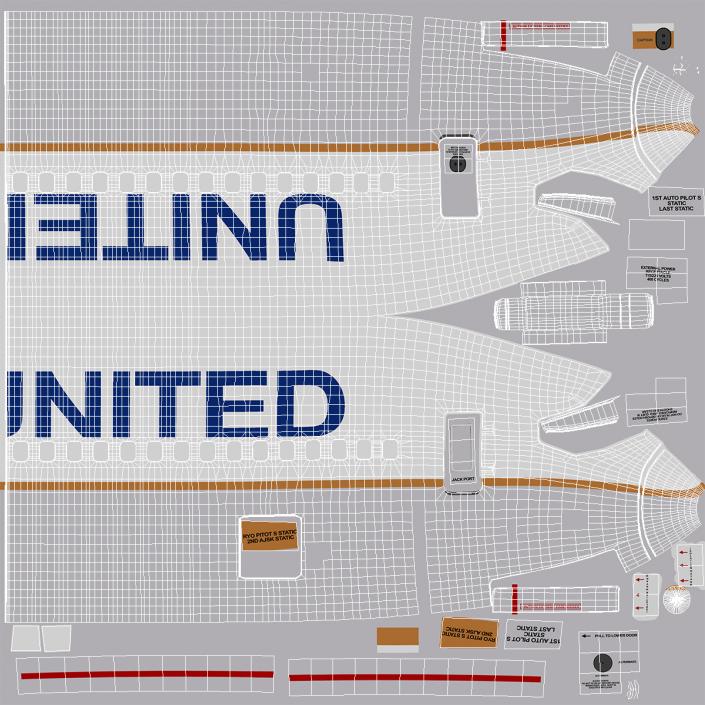 Boeing 737-900 with Interior United Airlines 3D model