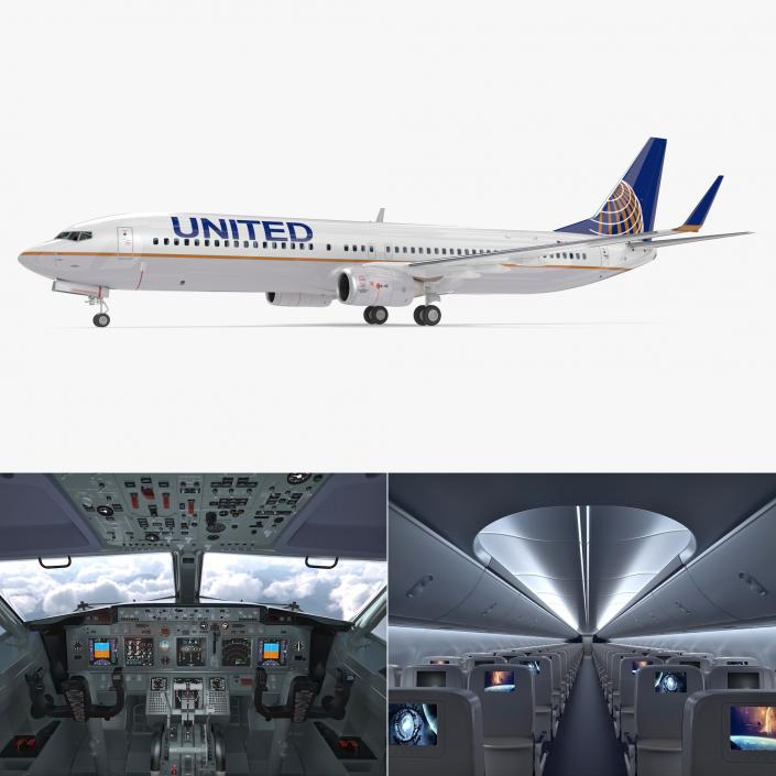 Boeing 737-900 with Interior United Airlines 3D model