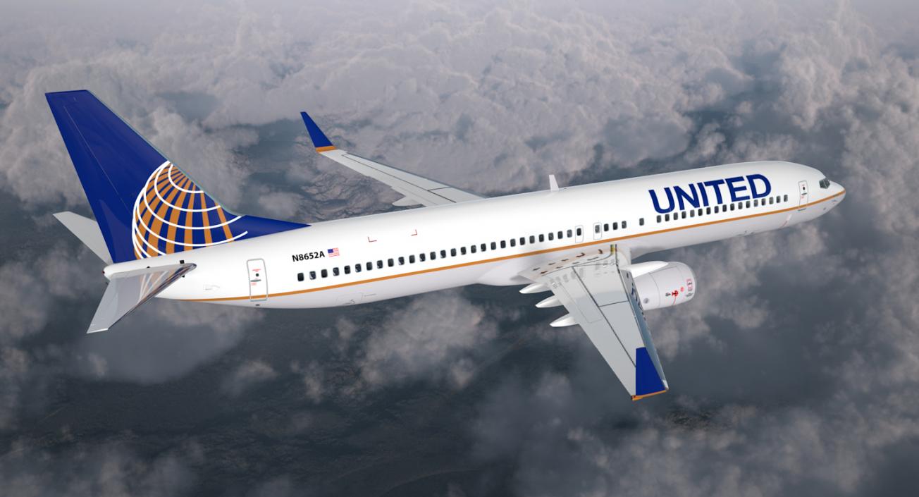 Boeing 737-900 with Interior United Airlines 3D model