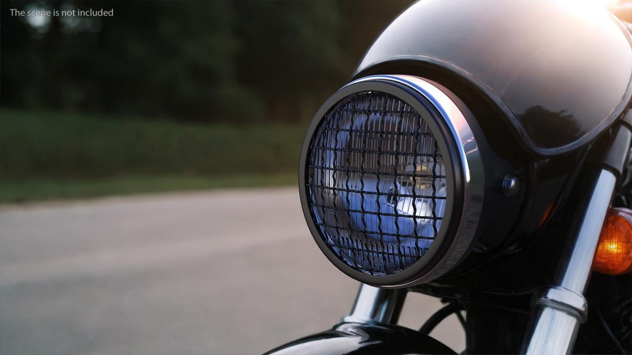 Motorcycle Headlight White with Mesh Grill 2 3D model