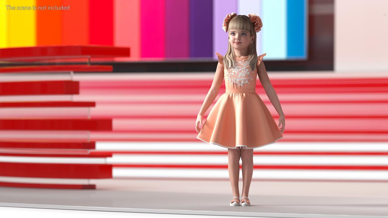 Child Girl Party Style Rigged 3D model