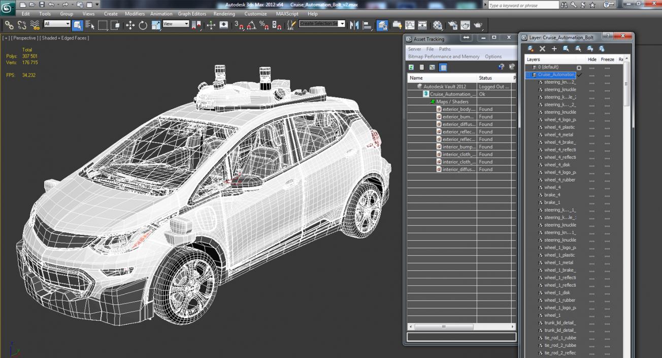 Chevy Bolt EV Cruise Self Driving Car 3D