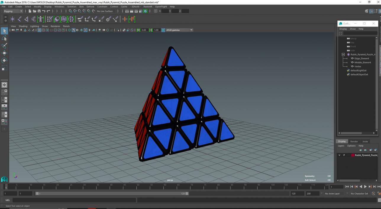 3D model Rubik Pyramid Puzzle Assembled