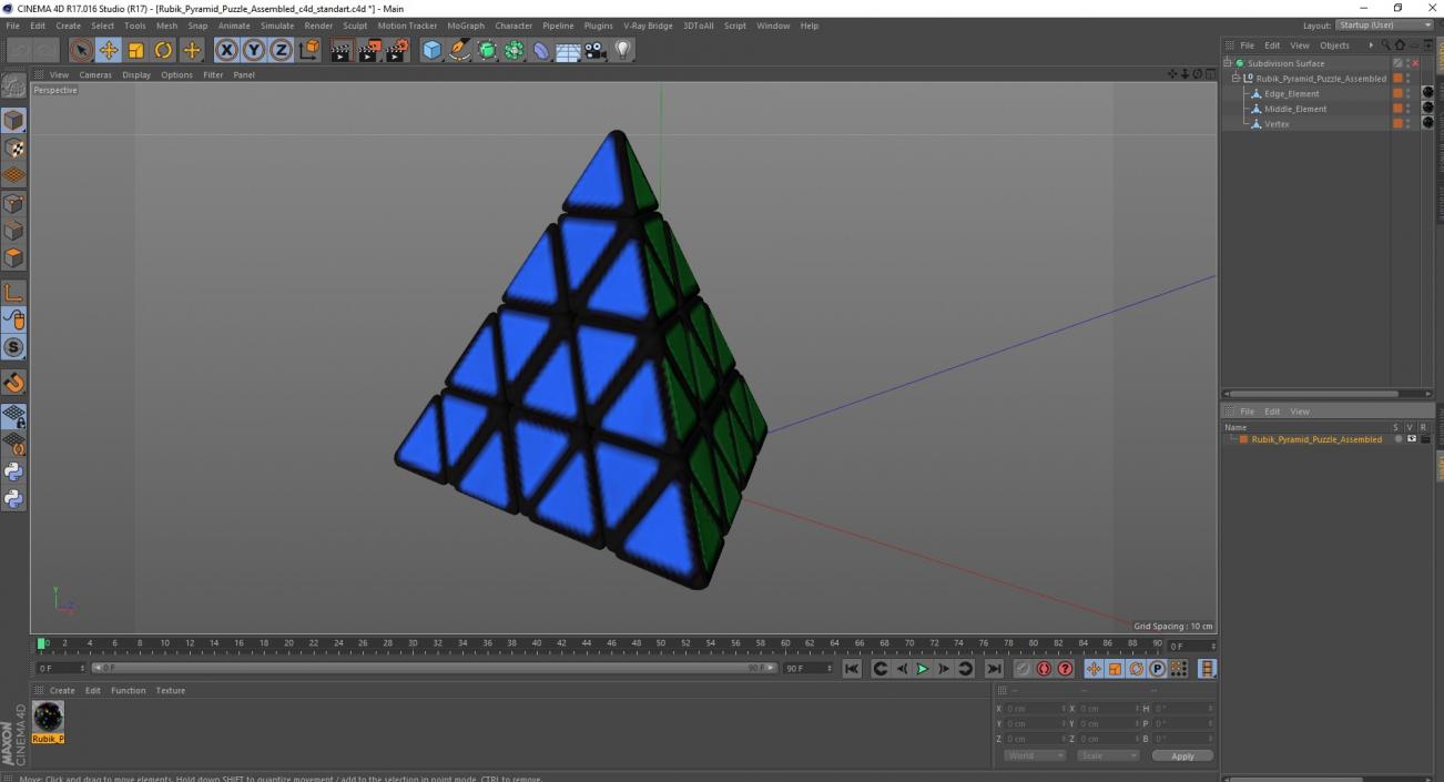 3D model Rubik Pyramid Puzzle Assembled