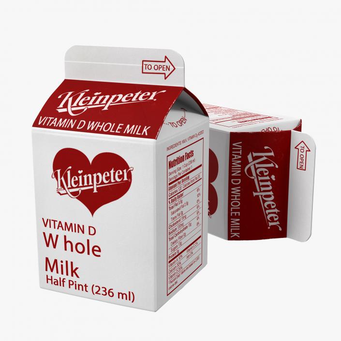 Milk Carton Pint Package 3D model