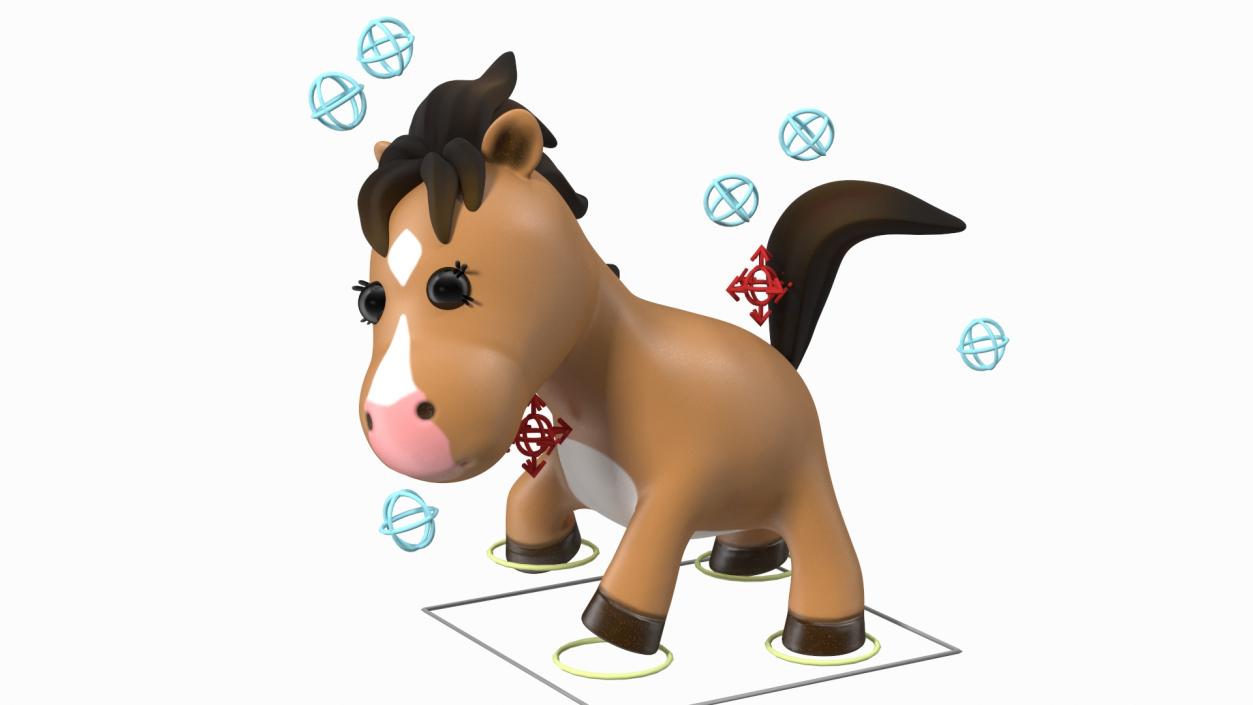 3D Brown Cartoon Horse Rigged