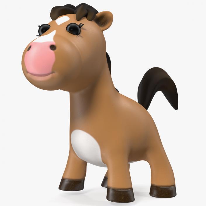 3D Brown Cartoon Horse Rigged