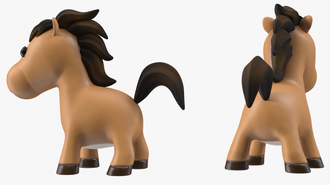 3D Brown Cartoon Horse Rigged