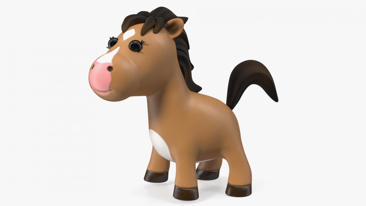 3D Brown Cartoon Horse Rigged