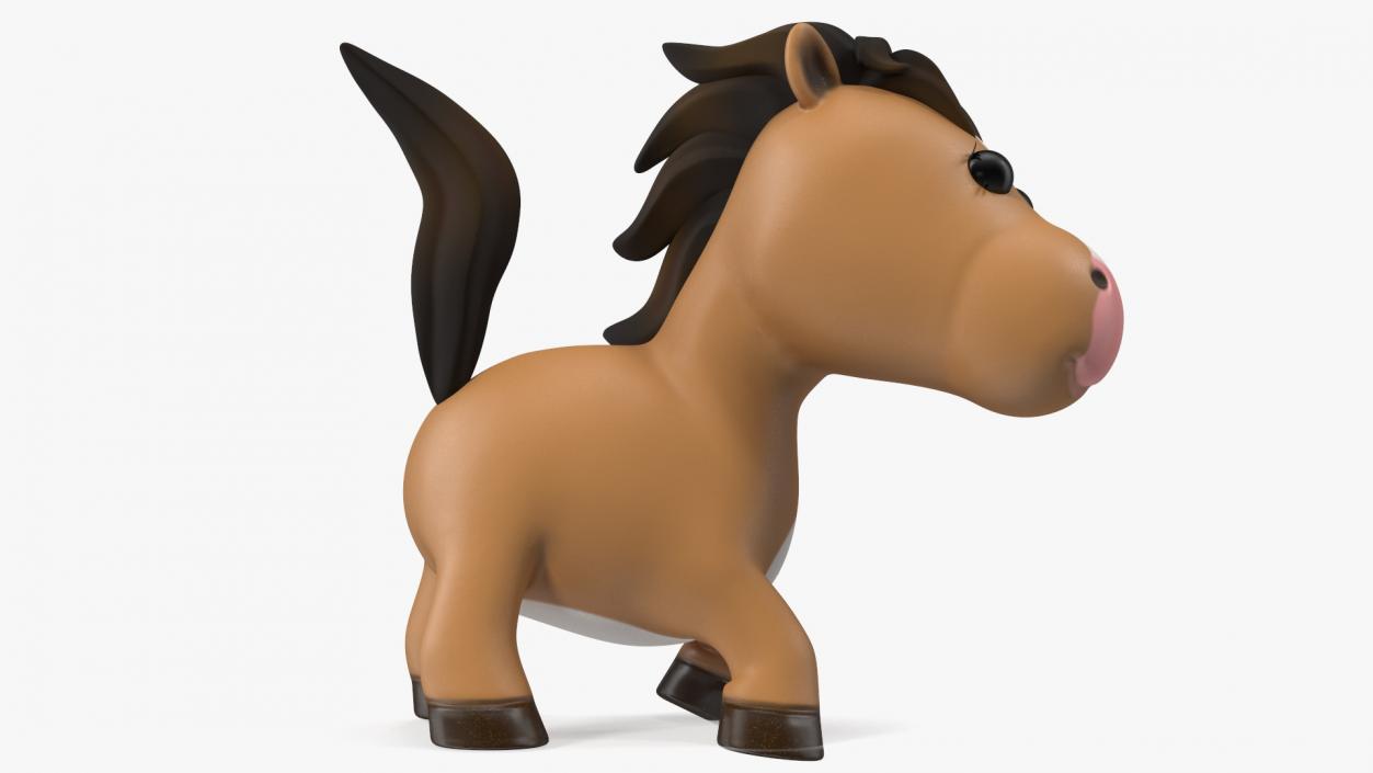 3D Brown Cartoon Horse Rigged